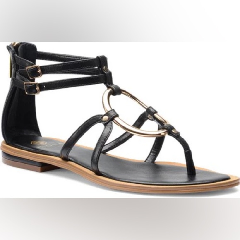 Black leather Strappy Sandals 8.5